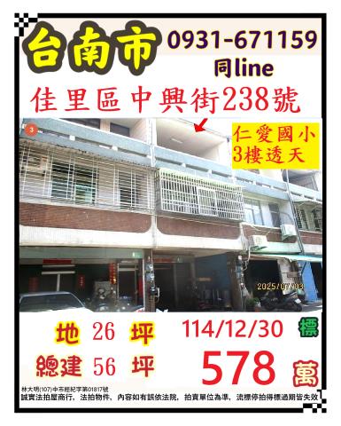 臺南市佳里區中興街238號