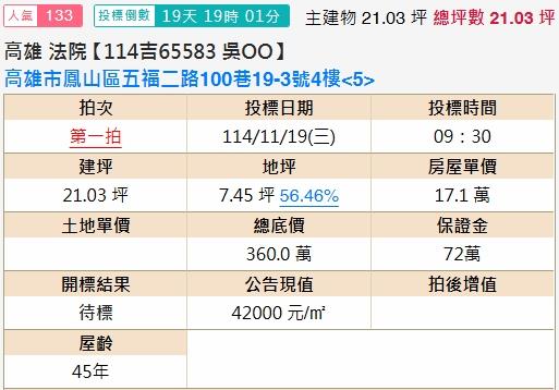 鳳山公寓法拍-1