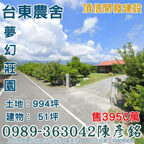 台東市區合法農舍南島大道40米路近千坪莊園大地藍天