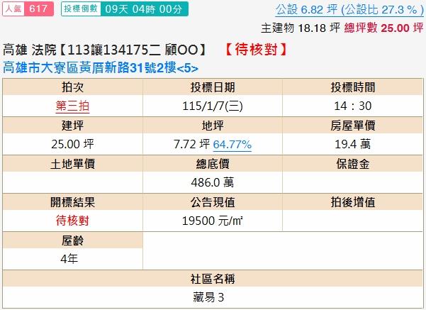 高雄公寓法拍-1