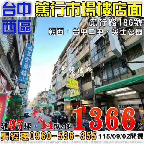 台中西區法拍屋篤行路186號篤行市場樓店面近台中二中英士公園