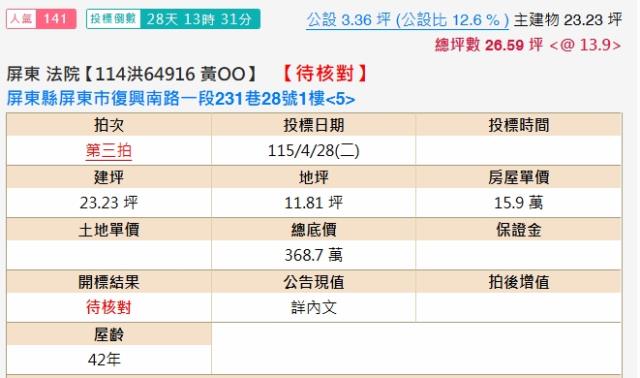 屏東屏東市公寓拍賣-1