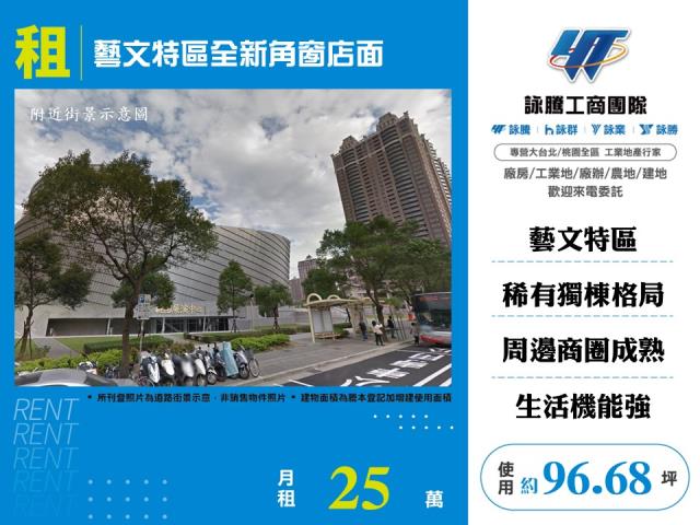 藝文特區全新角窗店面