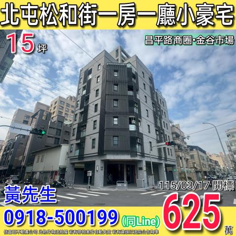 北屯松和街森美宿一房一廳小豪宅昌平路商圈