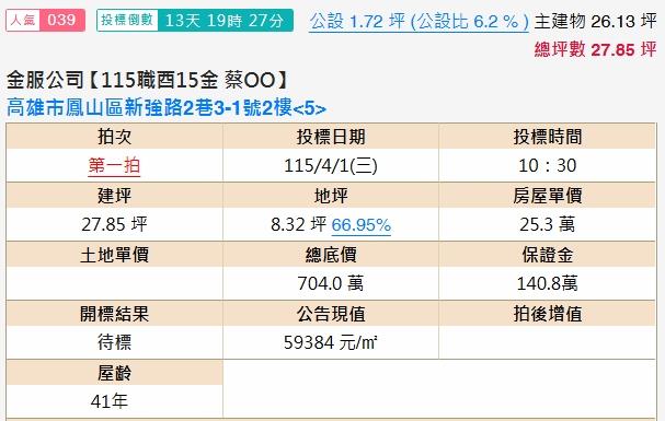 高雄法拍公寓-1