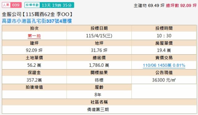 高雄小港透天法拍-1