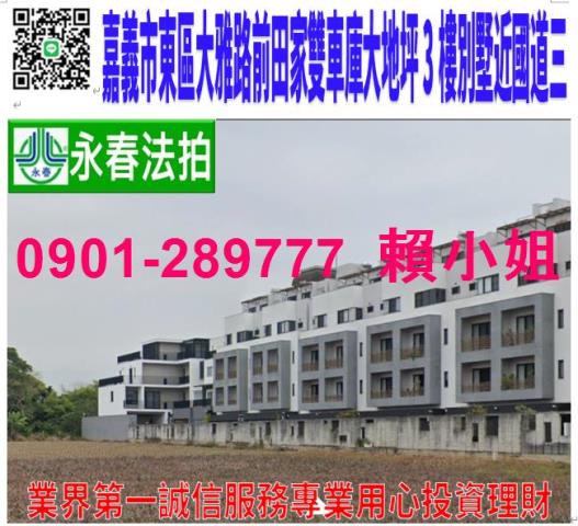 嘉義市東區大雅路一段368巷212號法拍前田家3樓車庫別墅