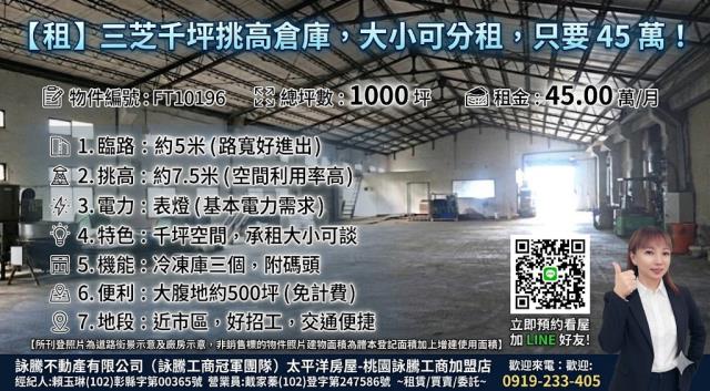 詠騰工商工業地廠房廠辦農建地交通用地戴家蓁可廠登可分租一樓