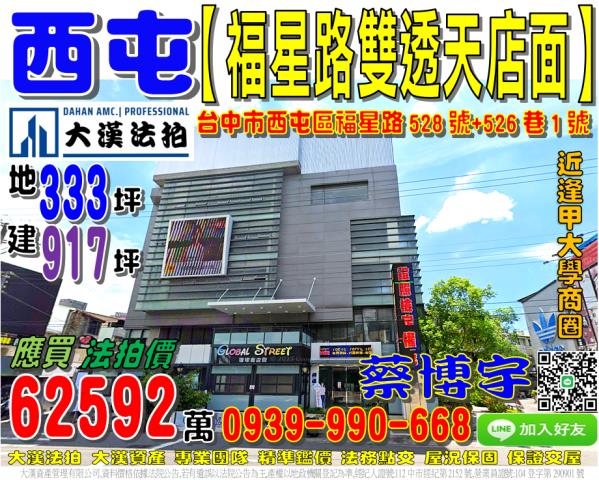 西屯區福星路528號法拍屋獨棟雙透天店面逢甲大學夜市商圈
