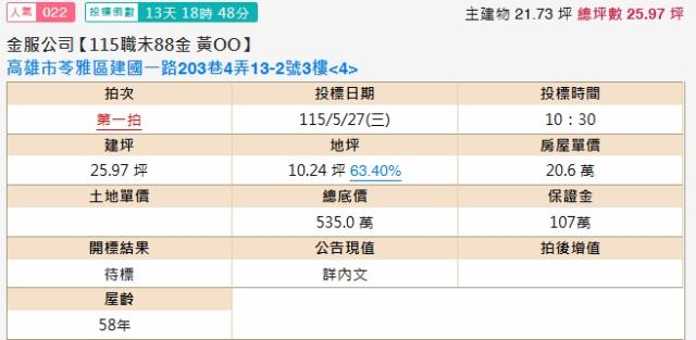 苓雅公寓拍賣-1