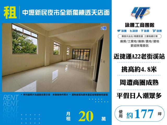 中壢新民夜市全新獨棟透天店面