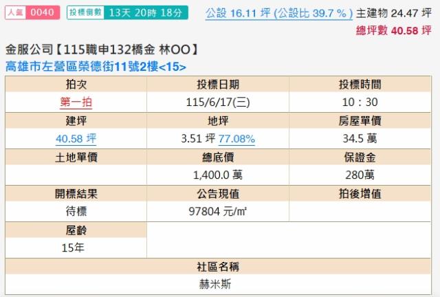 高雄左營法拍大樓-1