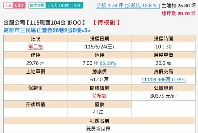 高雄三民區公寓法拍-1