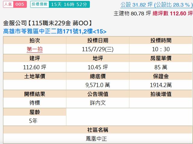 苓雅大樓拍賣-1