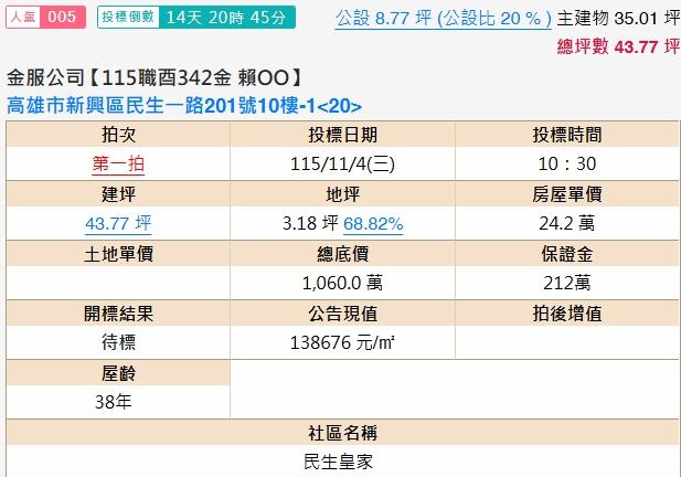 高雄新興區大樓法拍-1