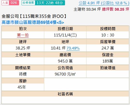 高雄鼓山公寓法拍-1