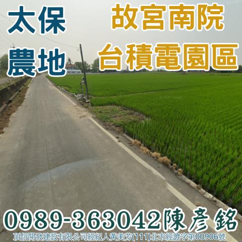 嘉義太保田尾段農地出售面寬28米近故宮南院台積