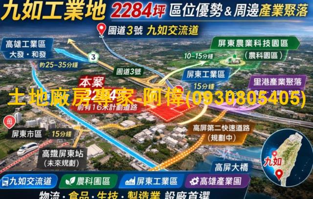 九如鄉大坪數工業用地2284坪出售