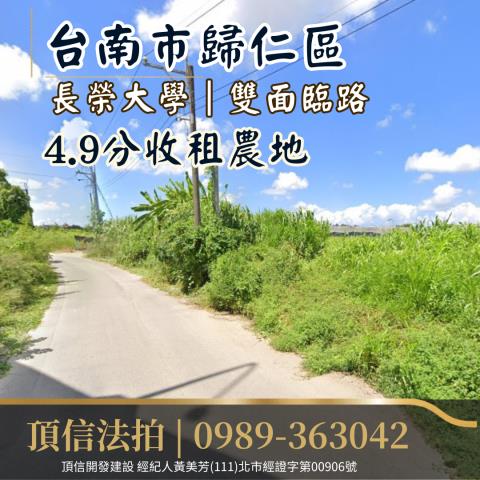 法拍台南歸仁長榮大學49分雙面臨路農地